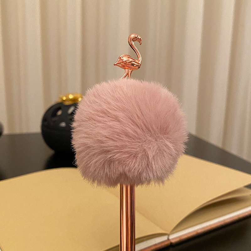 Kişiye Özel Pudra Ponponlu Bronz Renk Flamingo Kalem