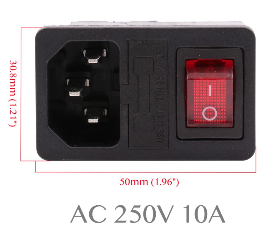 On/Off Switch Tırnaklı 250 Volt 10A Soketli ve Sigortalı