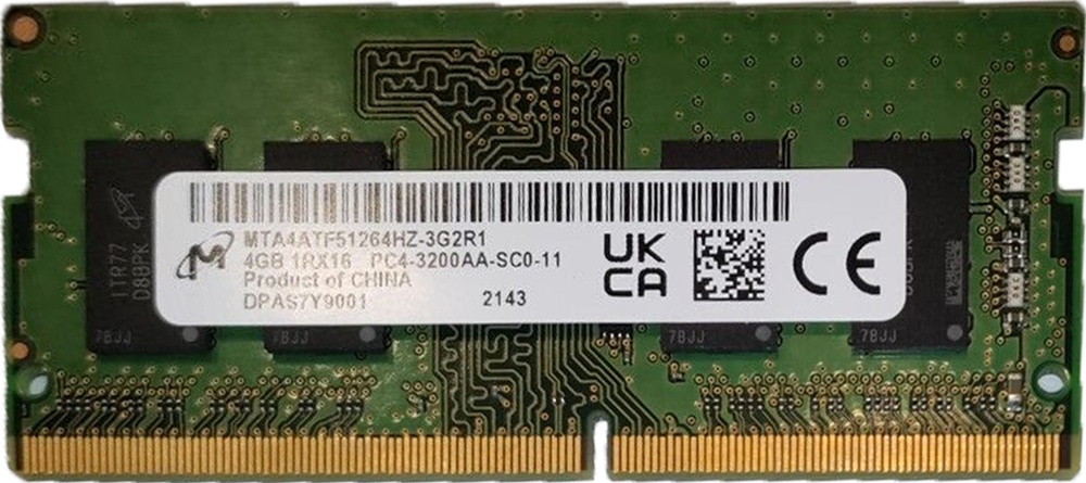 Micron MTA4ATF51264HZ-3G2R1 4 GB DDR4 3200 MHz CL22 Notebook Bellek