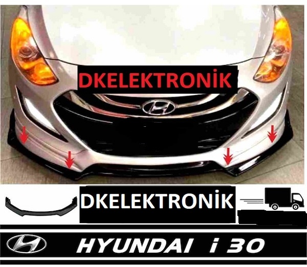 Hyundai İ30 Ön Tampon Eki Lip 3 Parça Parlak Siyah Siyah