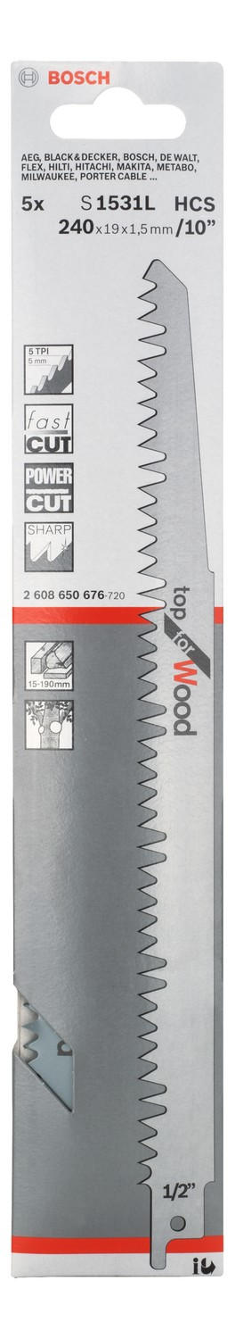 Bosch S 1531 L Top For Wood 5'li Tilki Kuyruğu Bıçağı - 2608650676