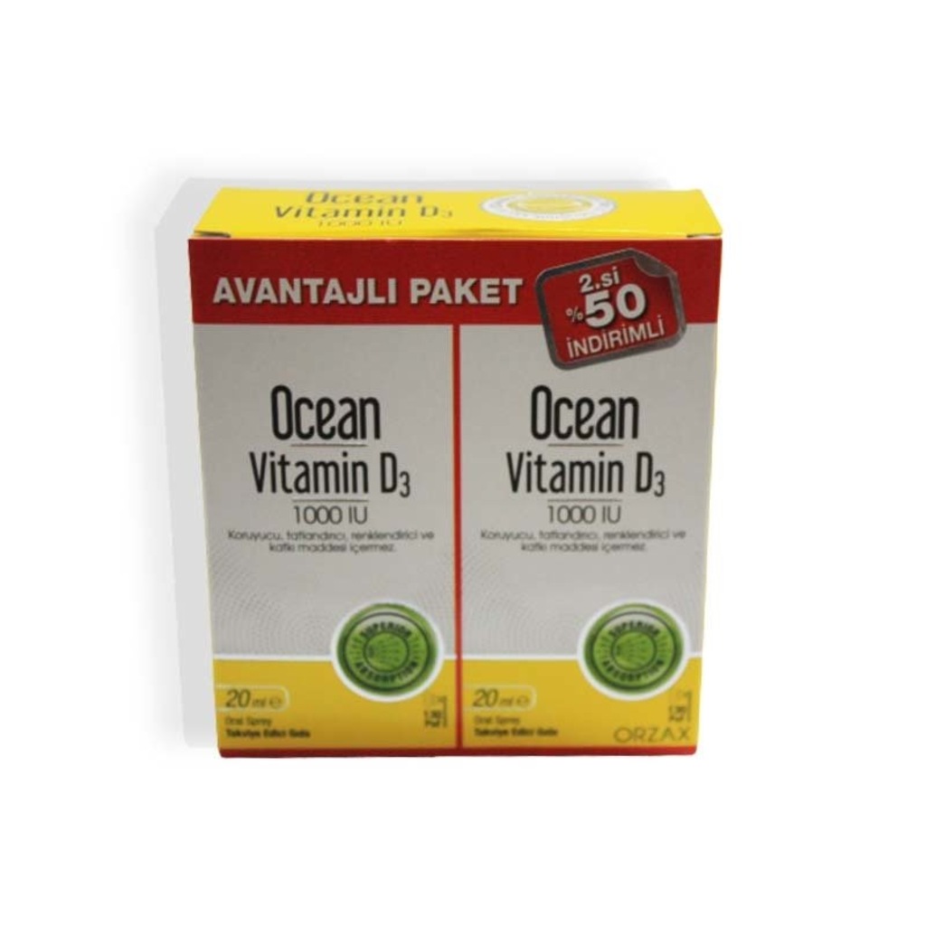 Ocean Vitamin D3 1000 IU Sprey 20 ML İkincisi %50 İndirimli
