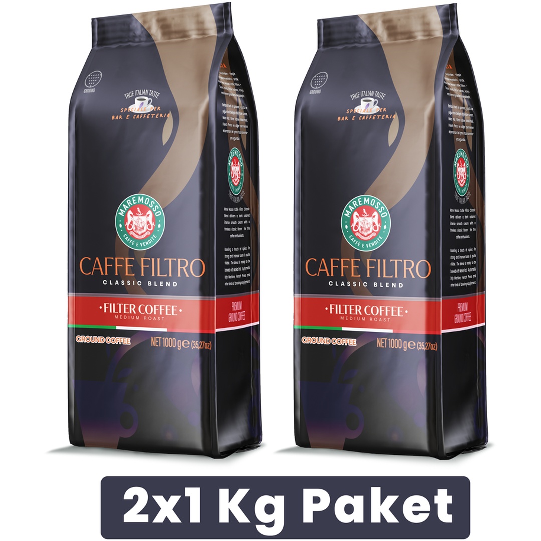 Mare Mosso Caffe Filtro Clasico Taze Kavrulmuş Klasik Filtre Kahve 2 x 1 KG