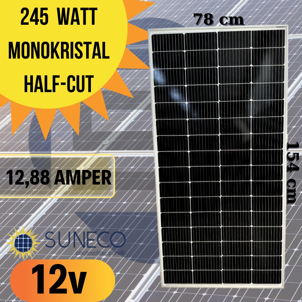 245w Watt Monokristal Solar Güneş Paneli A Sınıf 12volt Karavan
