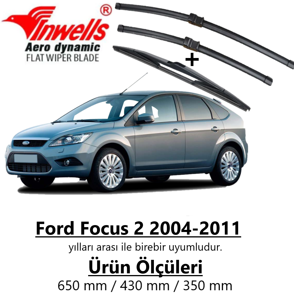Ford Focus 2 2004 - 2011 Ön ve Arka Muz Silecek Takımı