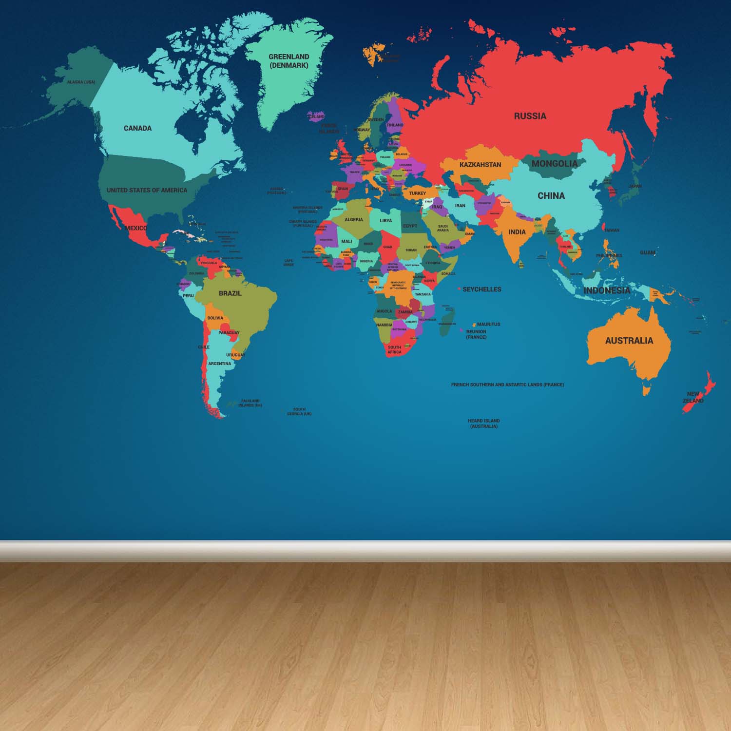 Kt Decor Dünya Haritası Xl Dev Modern Duvar Sticker