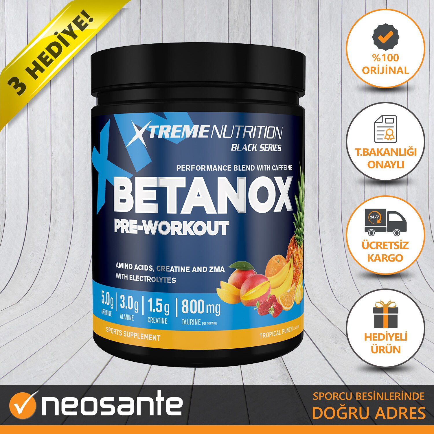 Xtreme Betanox Pre Workout 300G 20 Servis Nox Antrenman +3 Hediye