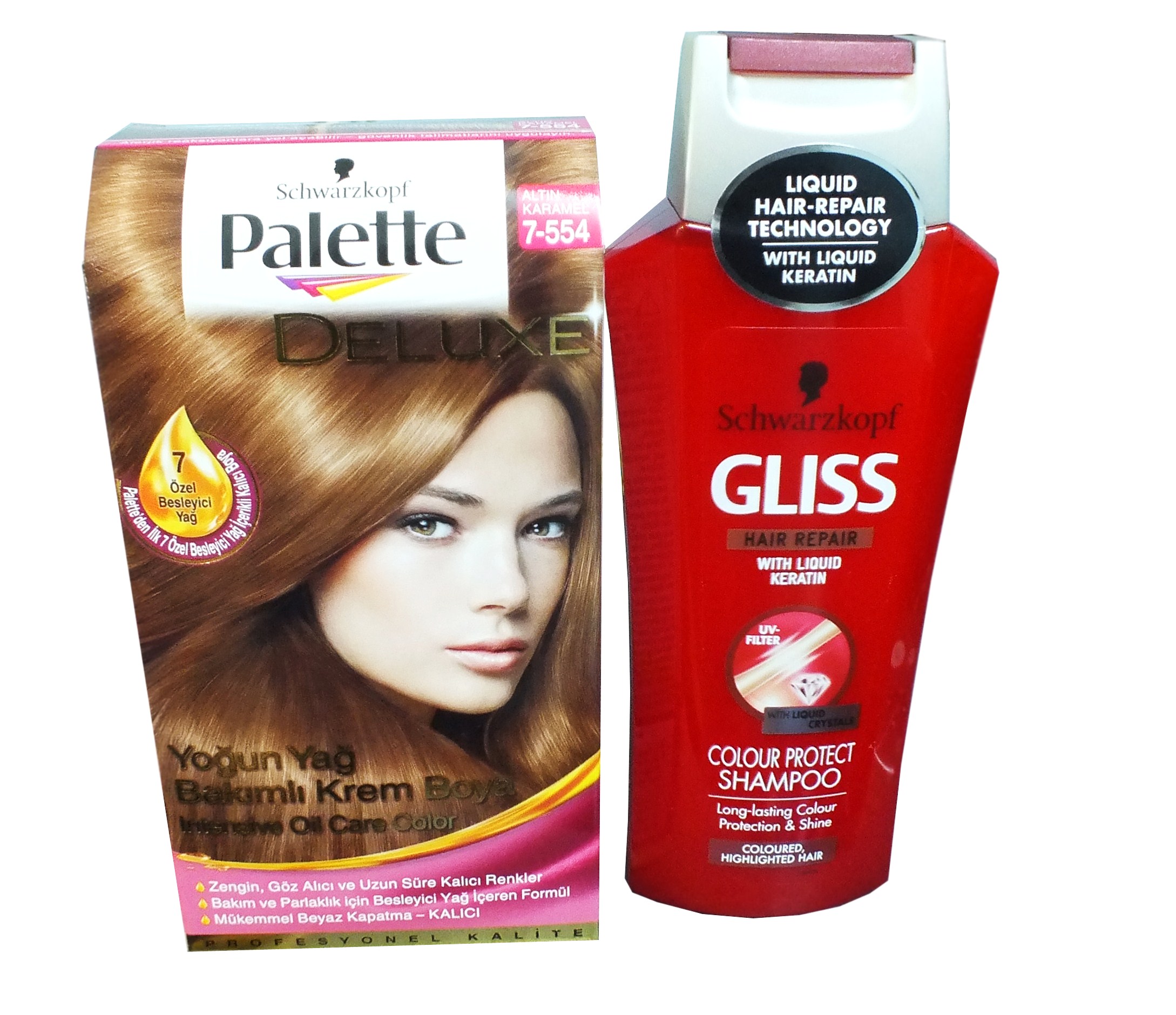 Palette Deluxe 7-554 Altın Karamel+Gliss Şampuan 250 ml