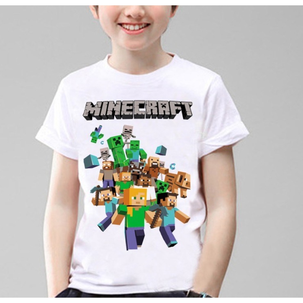 Minecraft Çocuk Tişört Beyaz Unisex