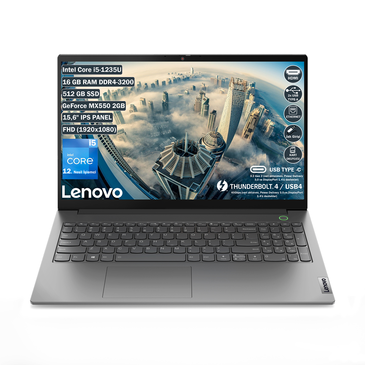 Lenovo ThinkBook 15 G4 IAP 21DJ00GATX i5-1235U 16 GB 512 GB SSD MX550 15.6" Dos Dizüstü Bilgisayar