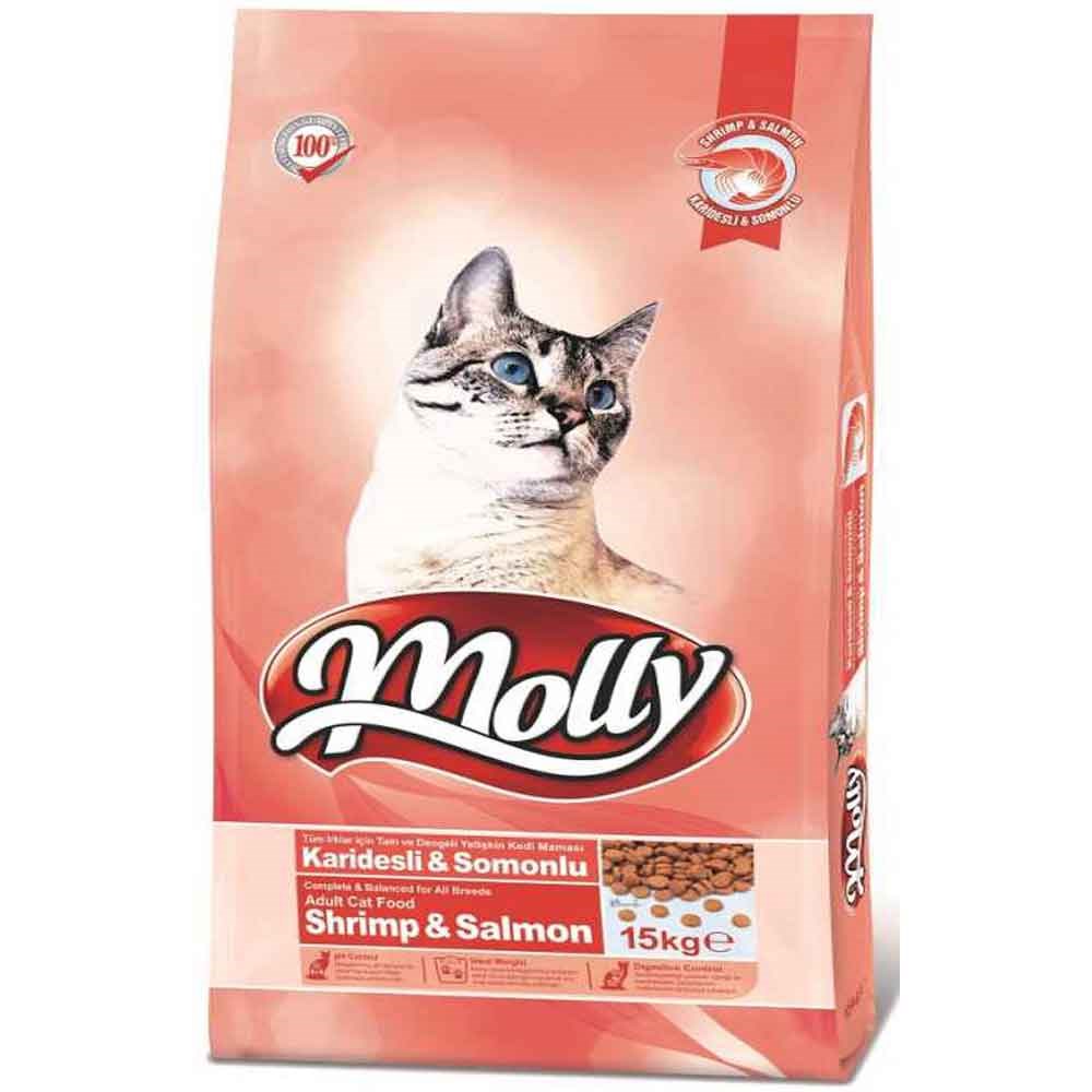 Molly Somonlu ve Karidesli Yetişkin Kedi Maması 15 KG