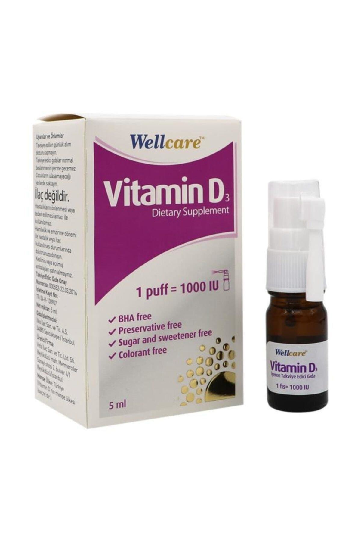 Wellcare Vitamin D3 1000 Iu Sprey - 5 Ml