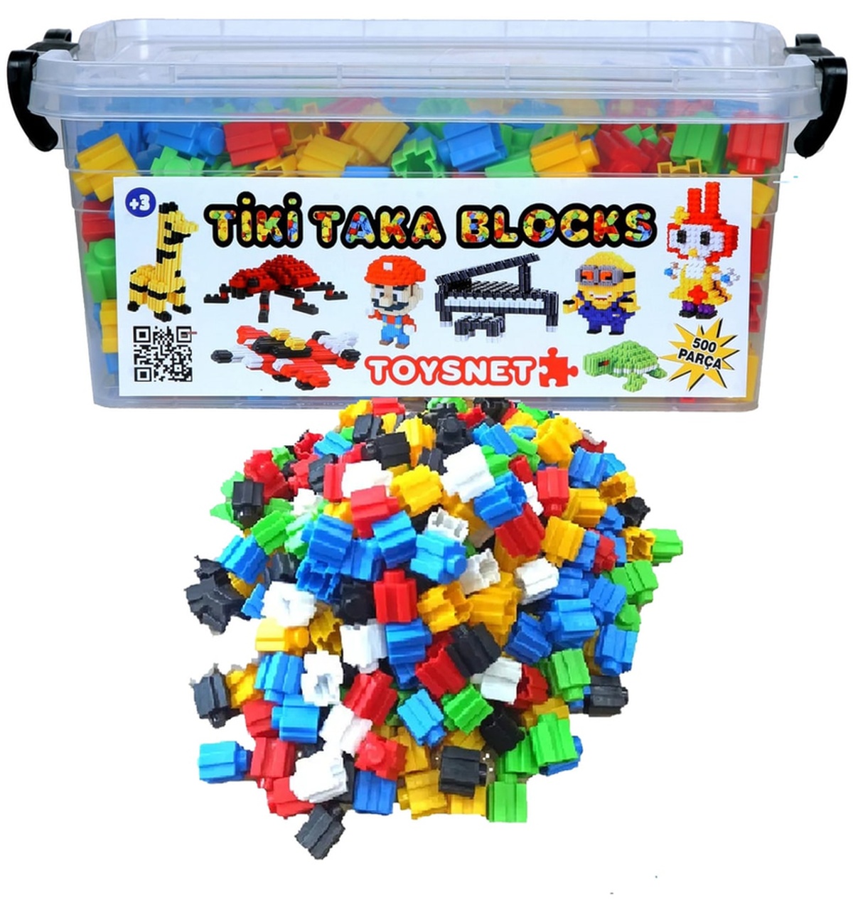 Tik Tak Yapı Blokları Eğtici Oyuncaklar - 500 Parça 6 Renk Blok Seti