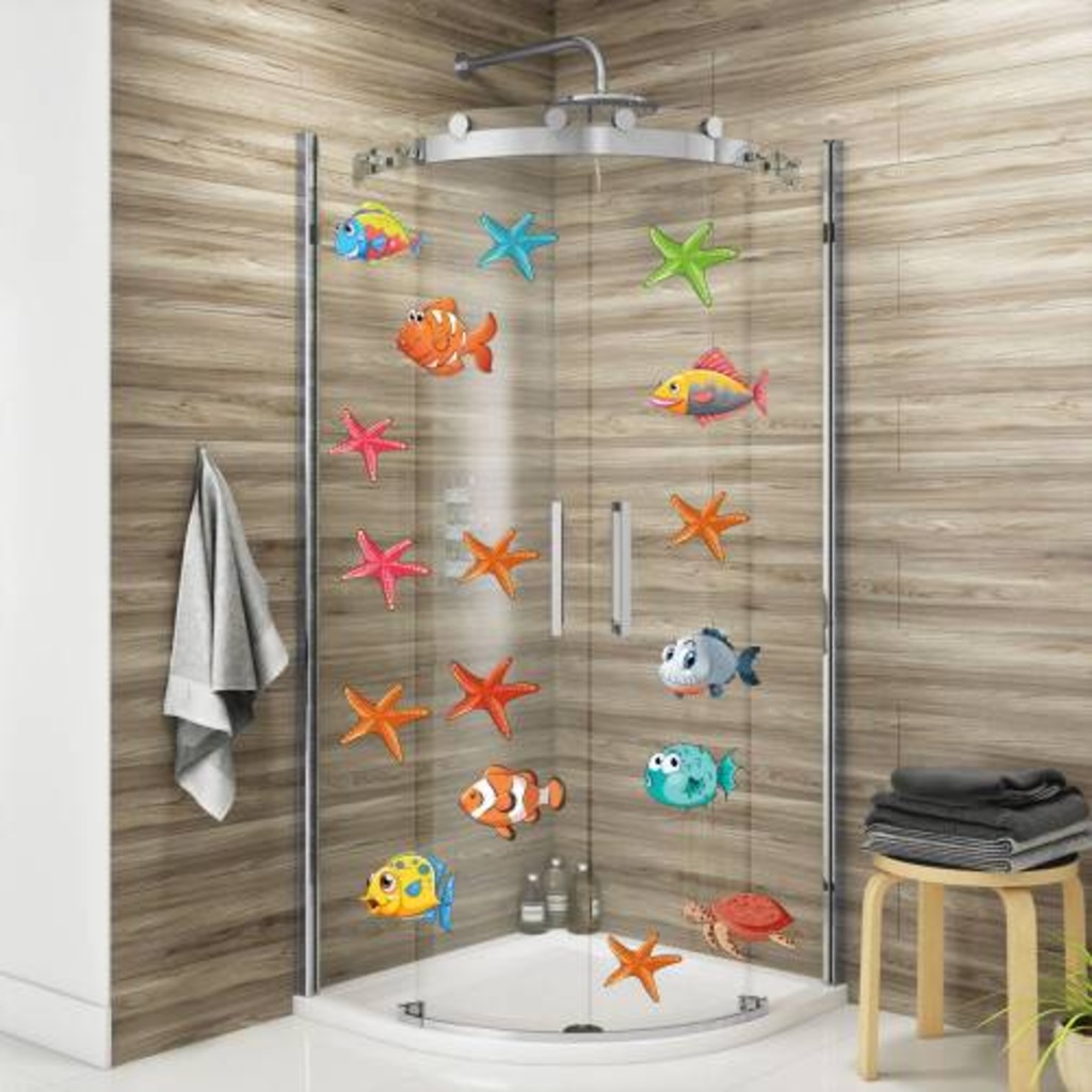 Balıklar Ve Deniz Yıldızları Duşakabin Banyo Sticker Seti