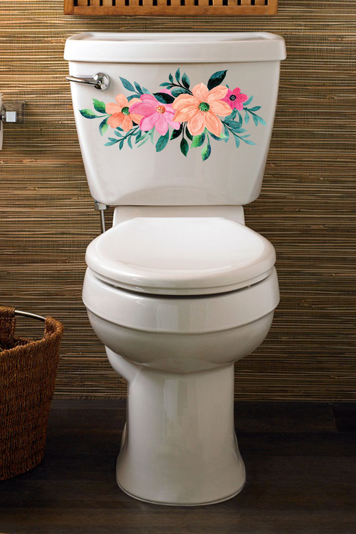 Sof Renkli Renkli Çiçekler Klozet Kapağı Ve Banyo Sticker
