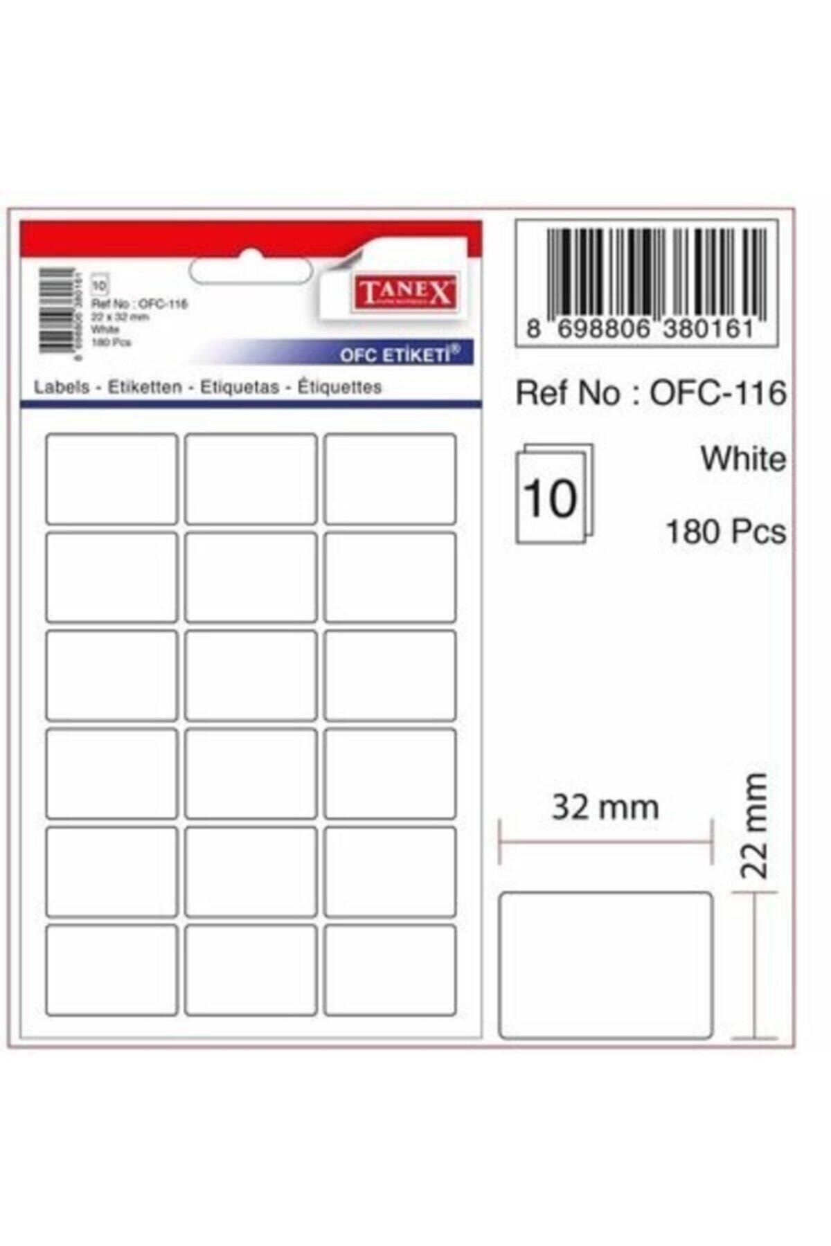 Tanex Ofc-116 22X32MM Beyaz Ofis Etiketi 180 Adet/Paket
