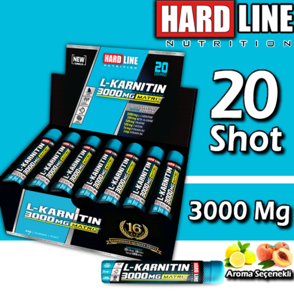 Hardline L-Karnitin 3000 Mg 30 MLx20 Ampül L-Carnitine 20 Shot