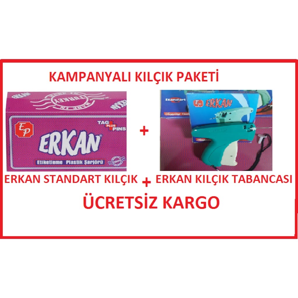 Erkan Standart Tekstil Kılçığı + Tabancası Seti 55