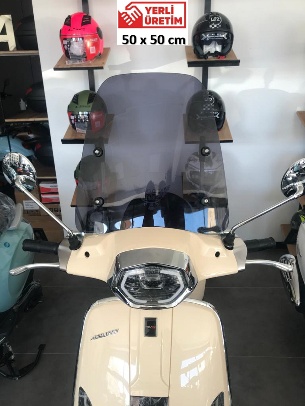 Abv Üniversal Füme Siperlik 49 x 49 CM + Bağlantı Ekipmanı Motosiklet Ön Camı