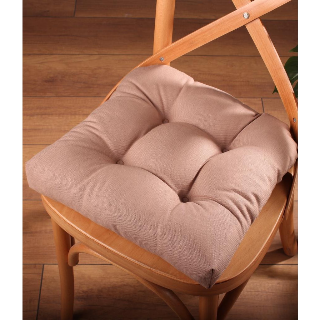 Altınpamuk Altınpamuk Lüx Pofidik Kahve Sandalye Minderi Özel Dikişli Bağcık