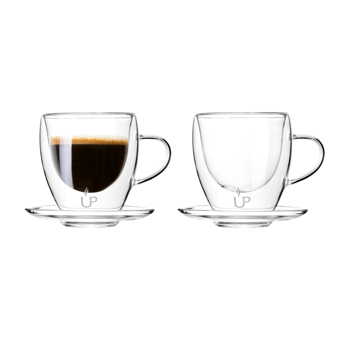 Çift Cidarlı Kulplu Espresso Kahve Bardağı Seti 4 Parça 2 Kişilik