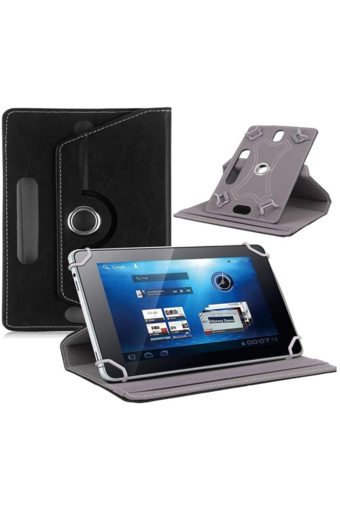 Acer Iconia Tab M10 Uyumlu 10.1" Dönerli Standlı Deri Tablet Kılıfı - Siyah