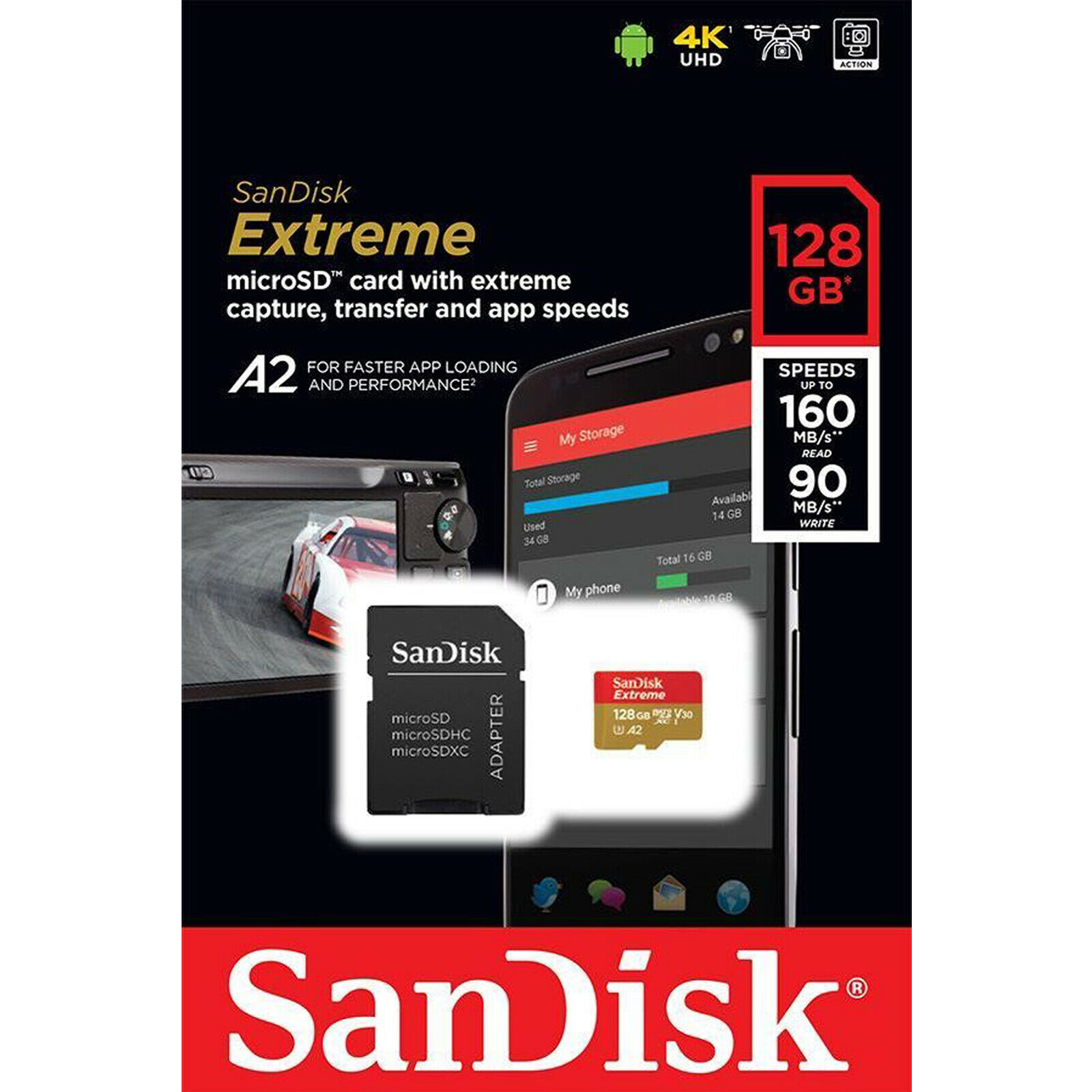 Sandisk Extreme SDSQXA1-128G-GN6MA 128 GB MicroSDXC Hafıza Kartı + Adaptör