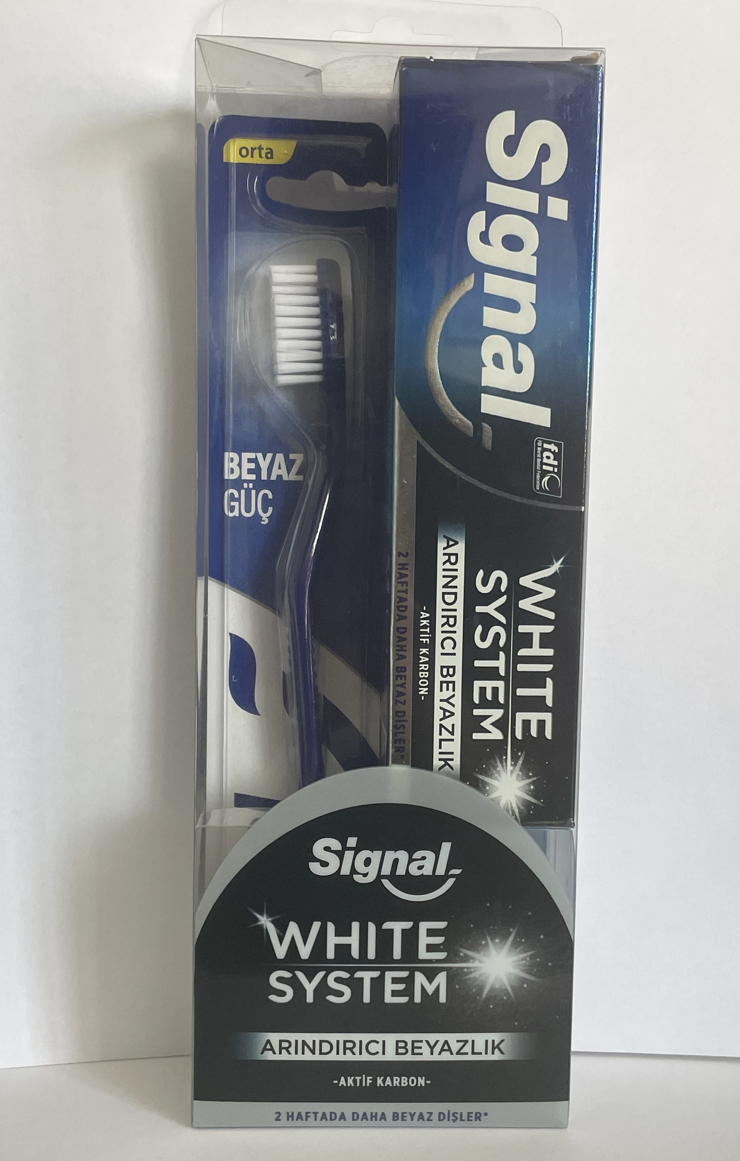 Signal White System Arındırıcı Beyazlık Diş Macunu 75 ML + Beyaz Güç Diş Fırçası Orta