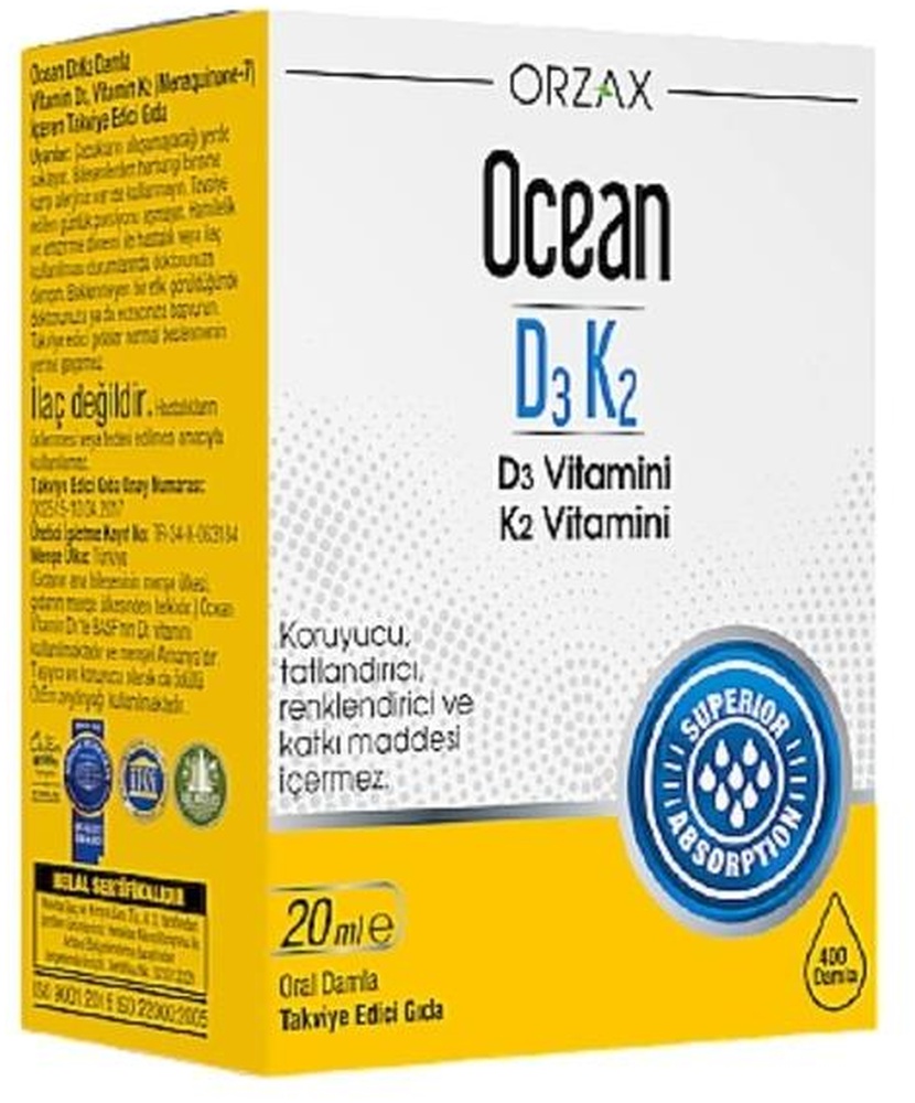 Ocean D3K2 Damla Takviye Edici Gıda 20 ML
