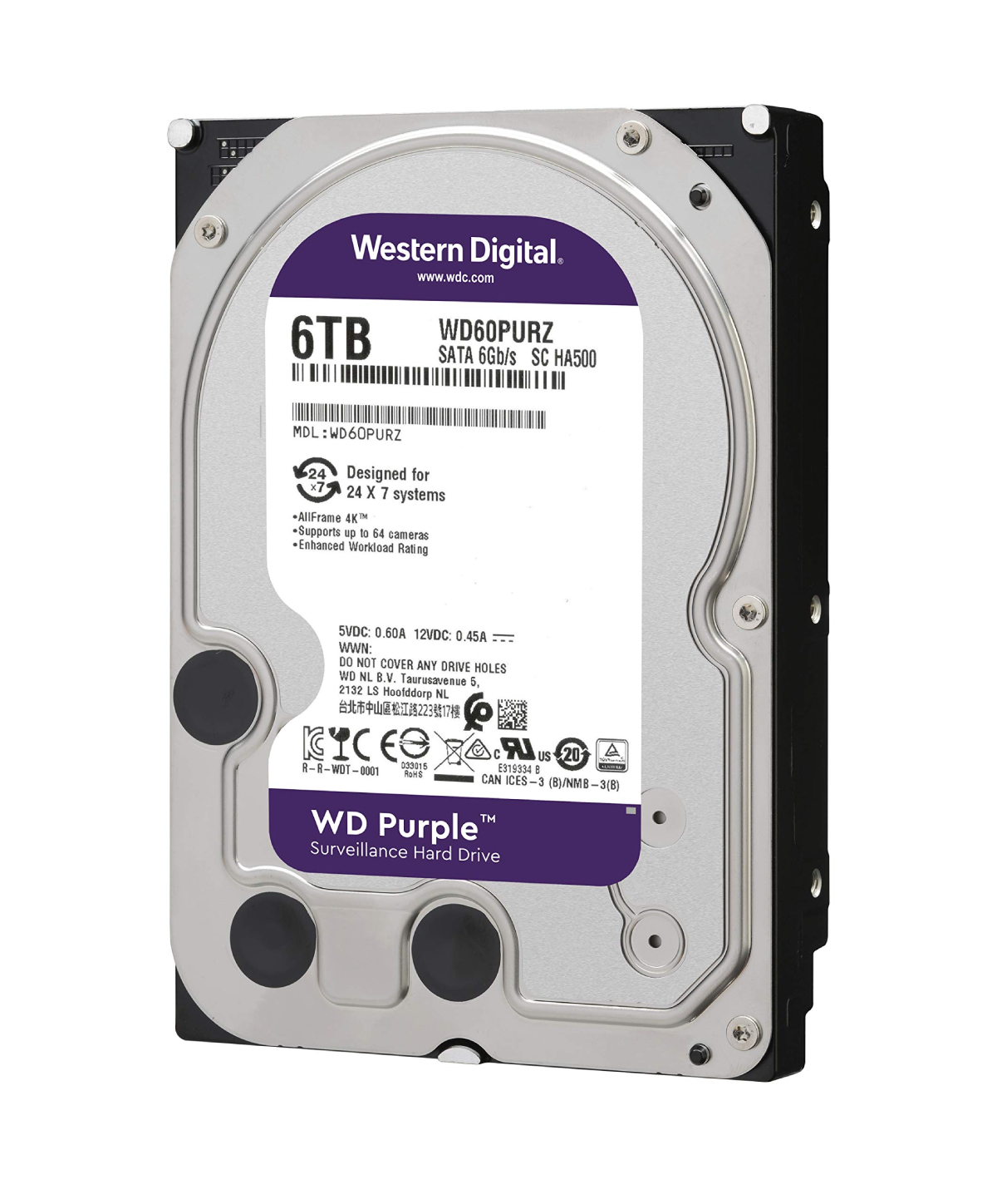 WD Purple WD60PURZ 3.5" 6 TB 5400 RPM SATA 3 HDD