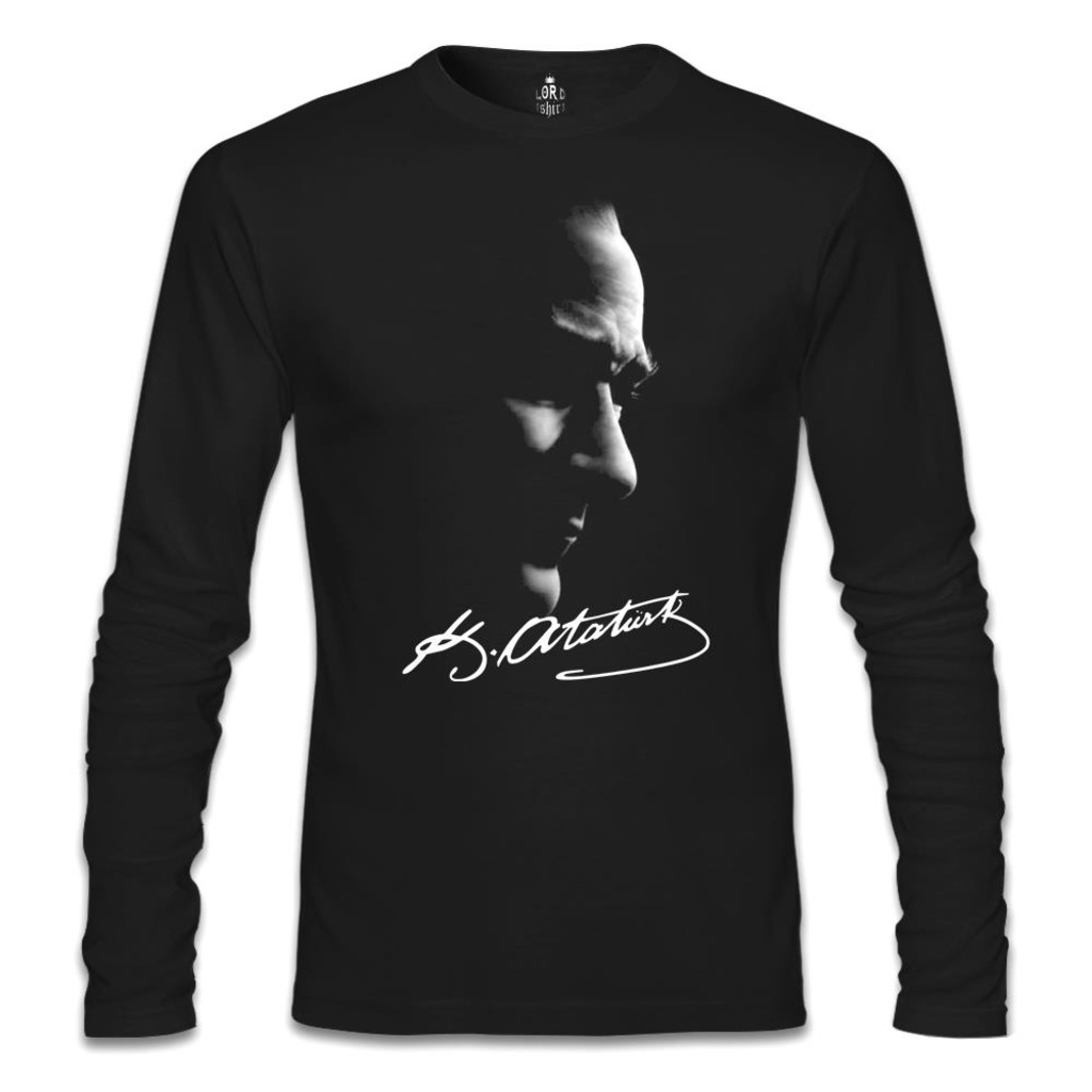 Atatürk - Atatürk Imza Siyah Erkek Sweatshirt