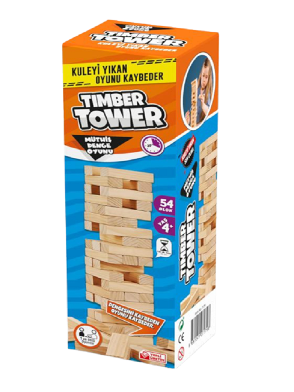 Timber Tower Denge Jenga 54 Parça Ahşap Denge Kule Oyunu