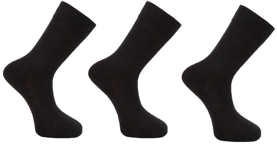3 Çift Doliche Patentli Gümüş Iplikli Bambu Erkek Çorap-40-44-3 Çift Siyah