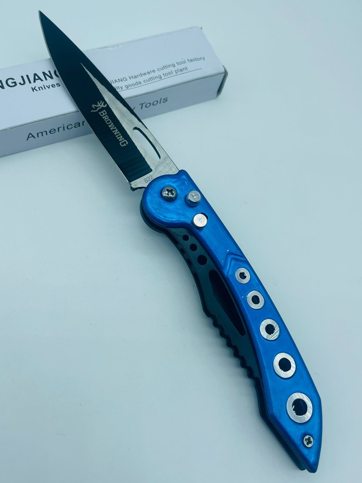 Browning Mavi Damalı Metal Kasa Çakı //22cm-822