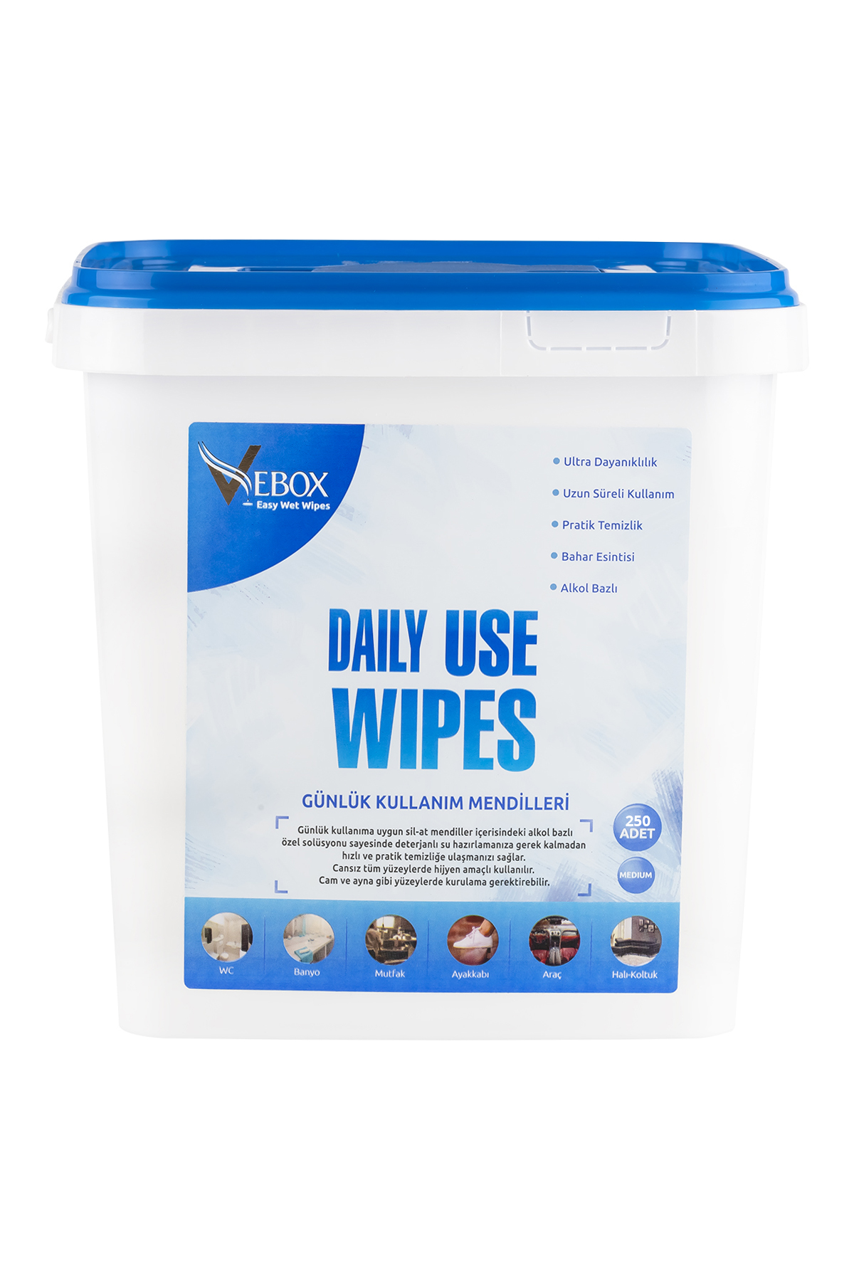 Vebox Daily Use Wipes Günlük Kullanım Mendilleri Kova 250 Adet
