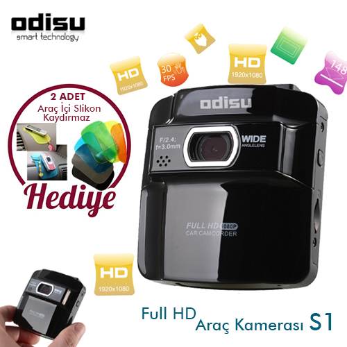 2.EL Araç Kamerası Odisu S1 Full HD+ Silikon Ped HEDİYE