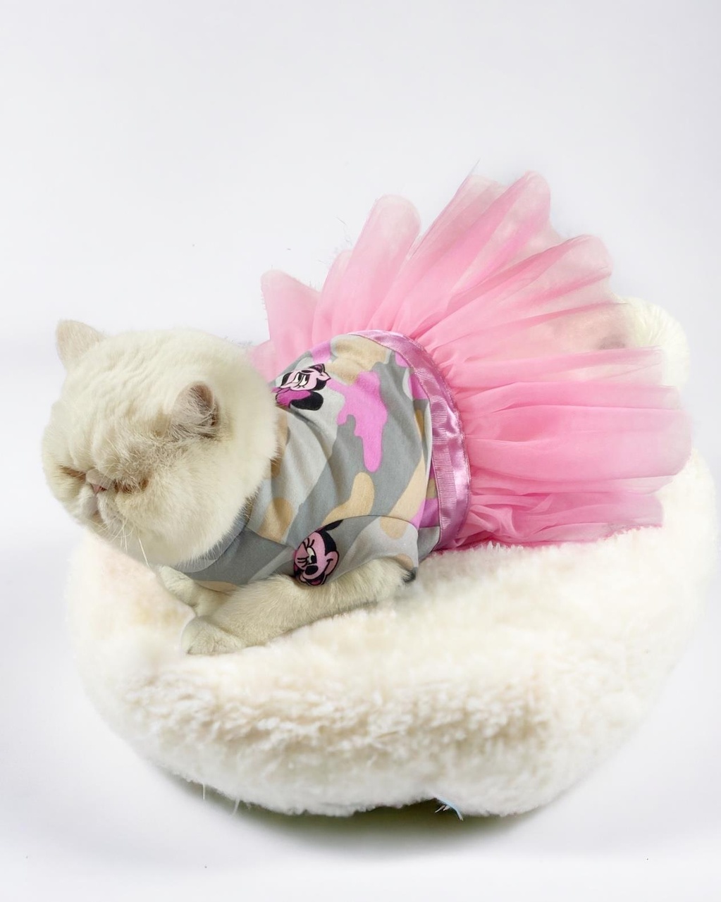Kemique Pinky Minnie Polar Tütülü Kedi Elbisesi Kıyafeti Tütü Pembe L