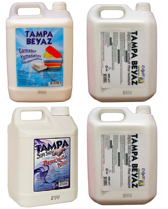 Tampa Beyaz Sabun Parfümlü Yüzey Temizleyici + Çamaşır Yumuşatıcı + Sıvı Sabun 4 x 5 L