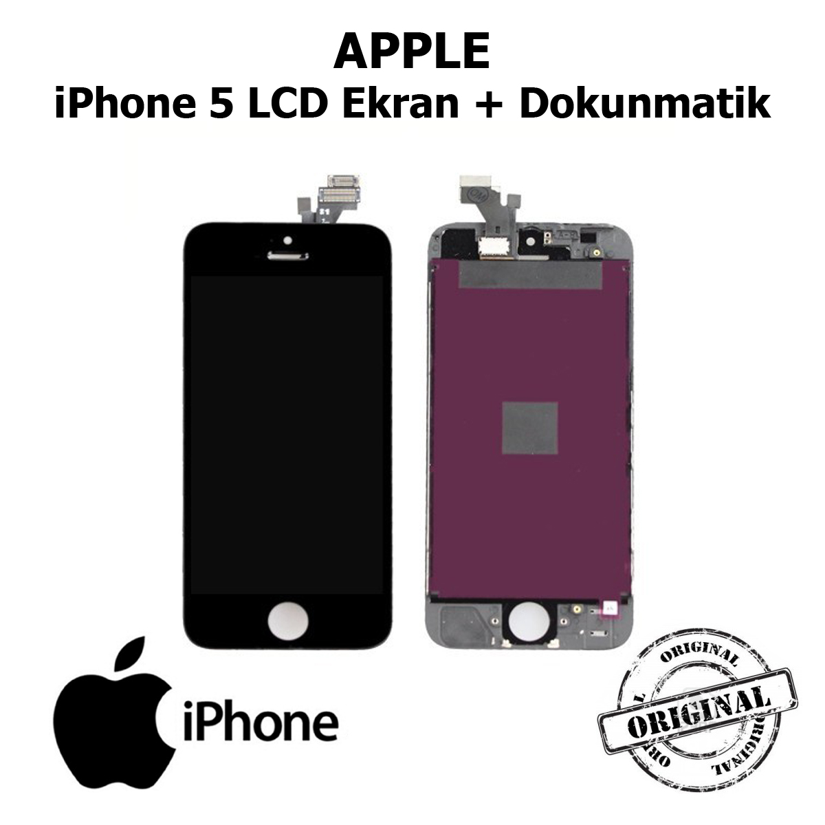 Apple iPhone 5 Orijinal LCD Ekran + Dokunmatik (Siyah)