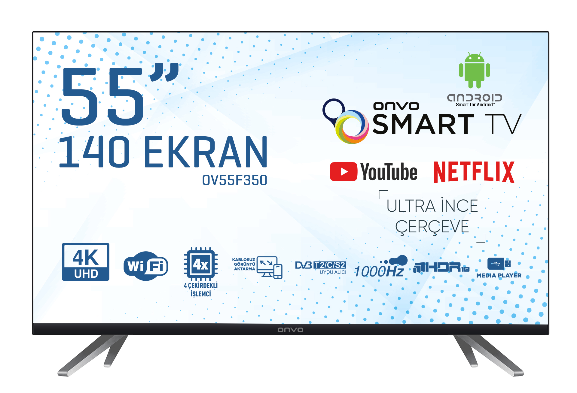 Onvo OV55F350 55" 4K Ultra HD Android Smart LED TV