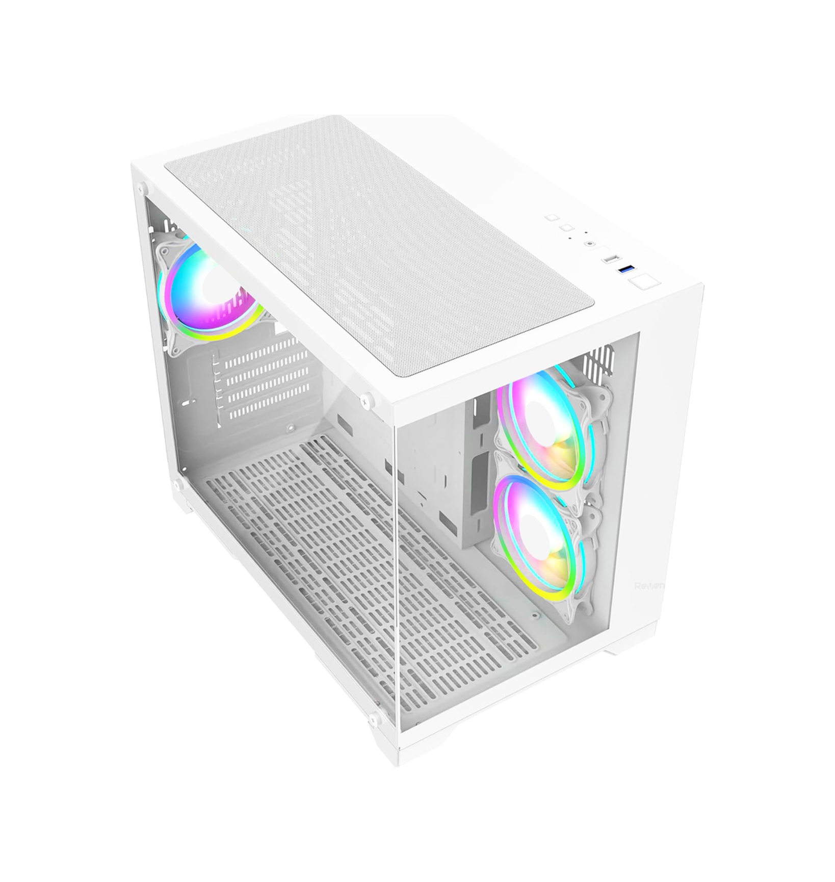 Revenge Nova 3 RGB Fanlı Temperli Cam Boş Panel M-ATX Oyuncu Bilgisayar Kasası Beyaz