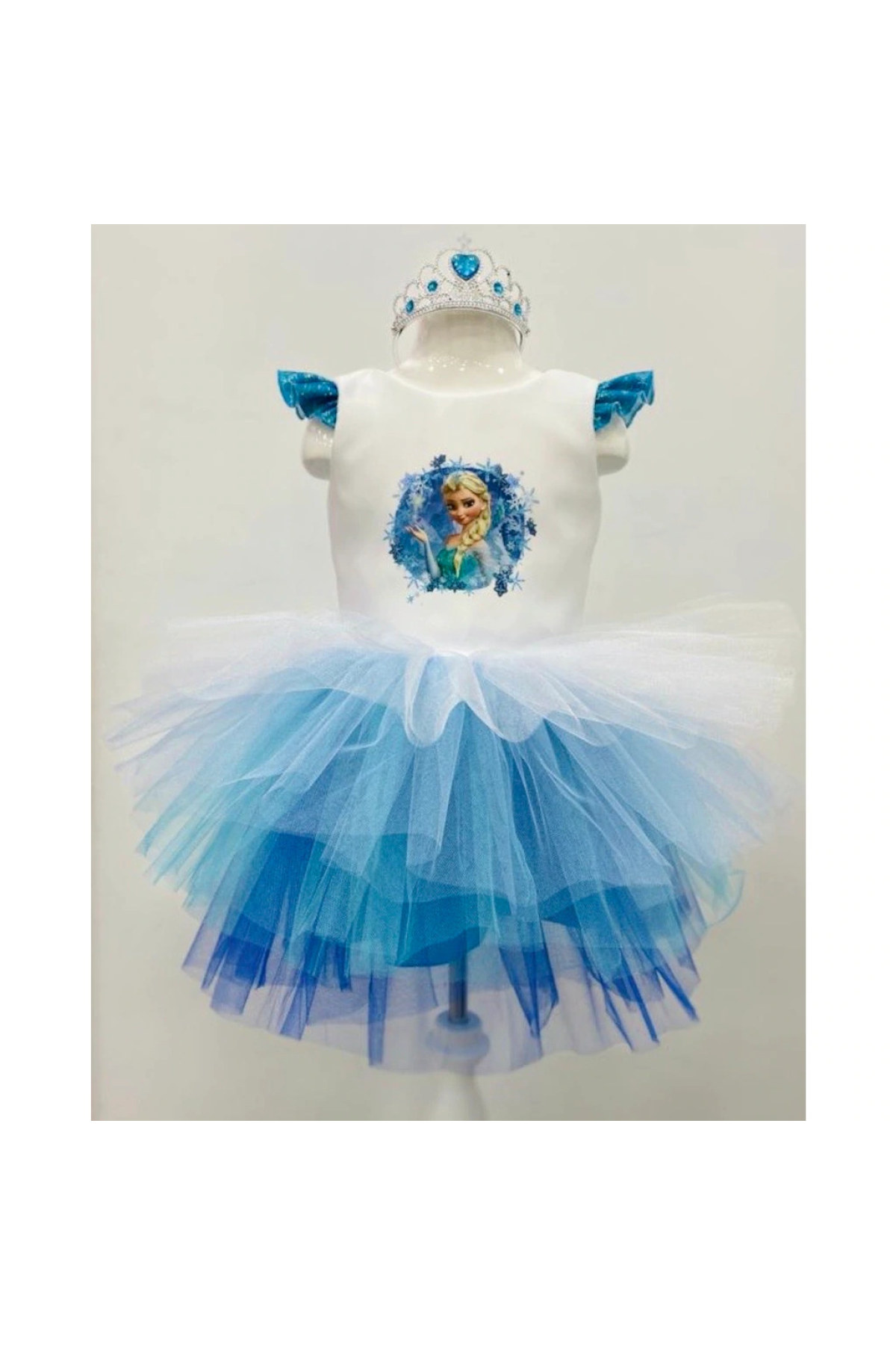 Elsa Karlar Ülkesi Kız Çocuk Doğumgünü Parti Elbisesi & Kostümü