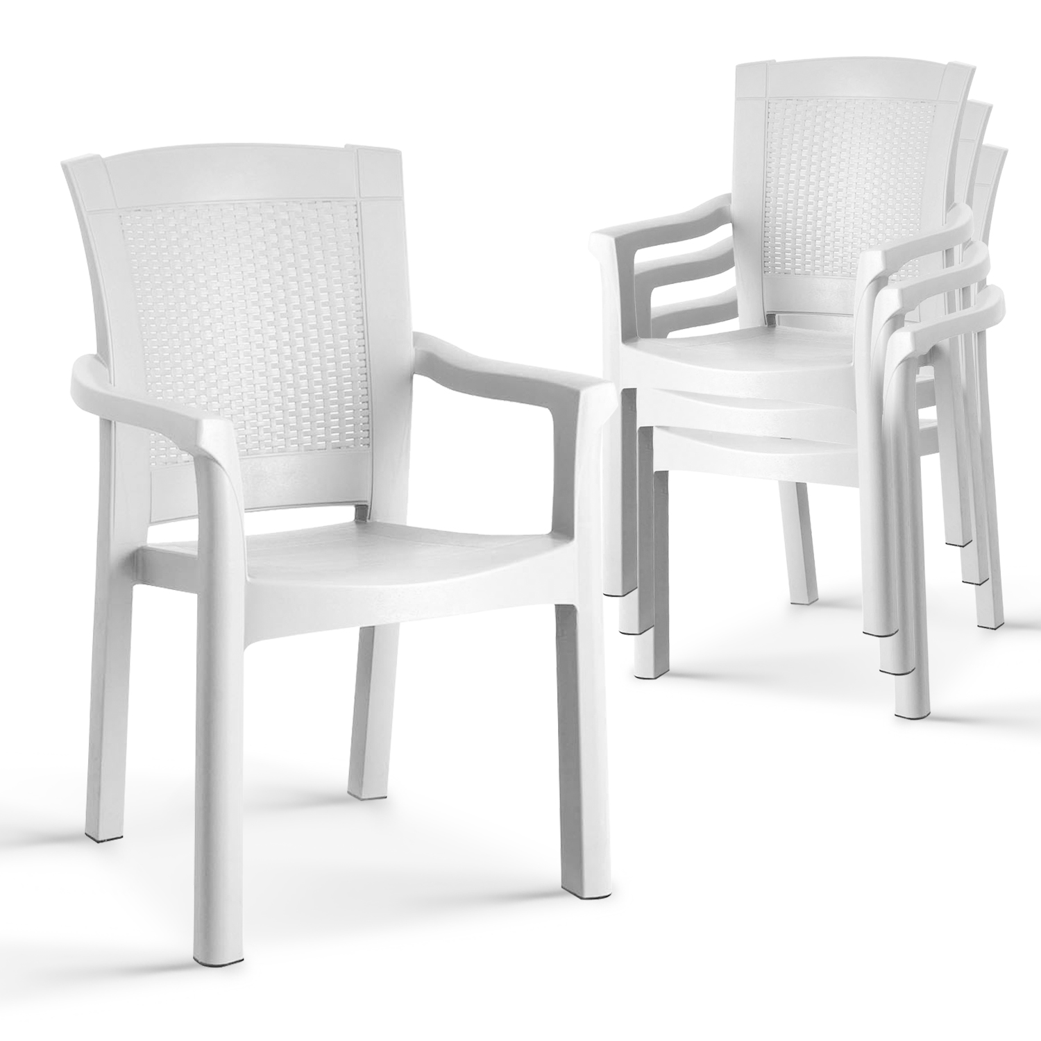 Bahex Ela B Rattan Kollu Bahçe Sandalyesi Koltuk 4 Adet Beyaz