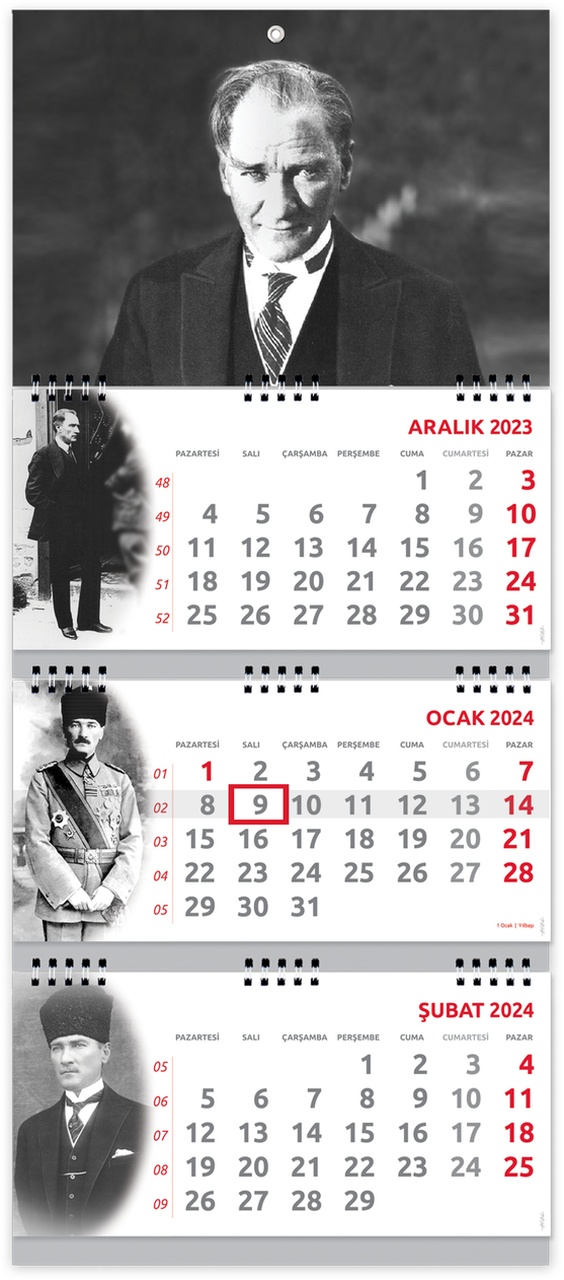 2024 Atatürk Gemici Takvimi Denizci Duvar Takvimi 33 x 77.5 CM