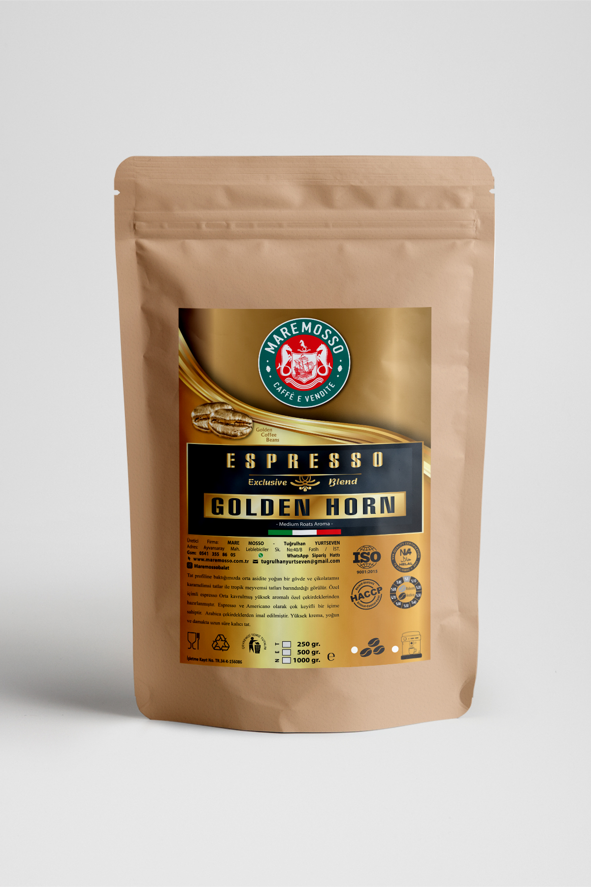 Mare Mosso Espresso Golden Horn Taze Kavrulmuş Çekirdek Kahve 250 G