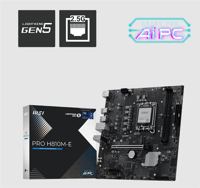 Msı Pro H810m-e Ddr5 6400mt/s 1xhdmı 1xdp 1xm.2 Usb 3.2 Matx 1851p Intel Ultra Processors Serıes 2