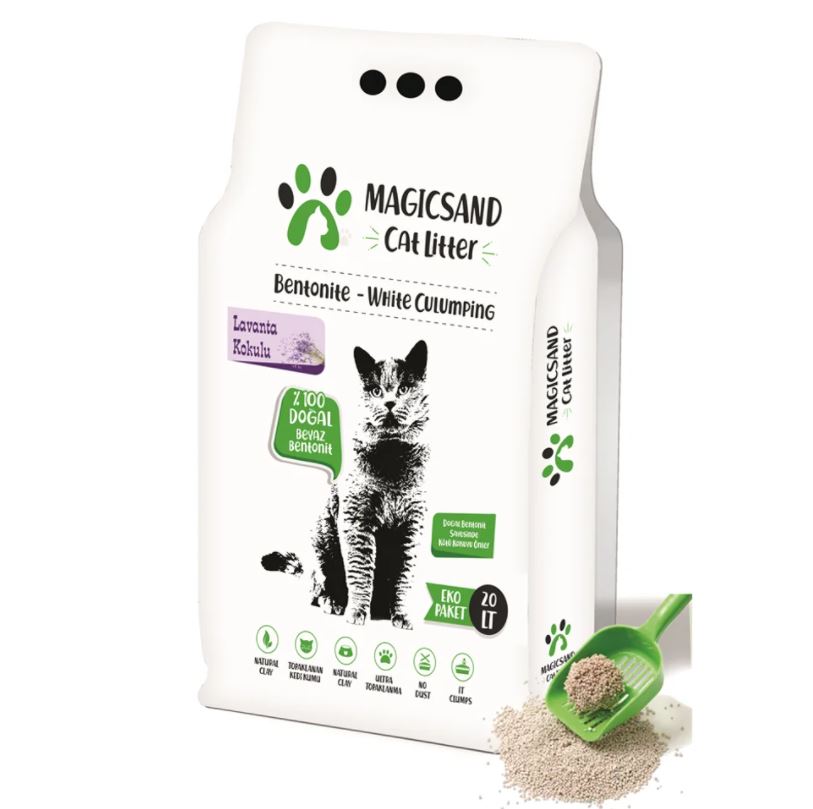 Magicsand Cat Litter Lavanta Kokulu Kalın Bentonit Kedi Kumu 20 L