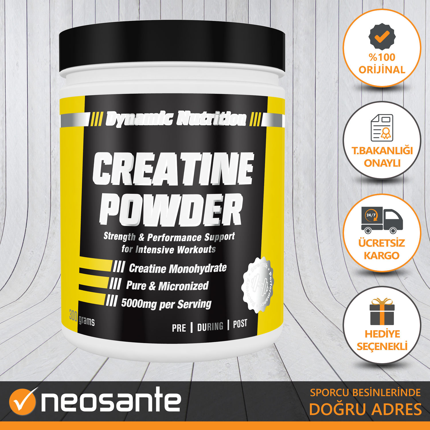 Dynamic Creatine Powder 300 Gr Kreatin Creatin + Hediye