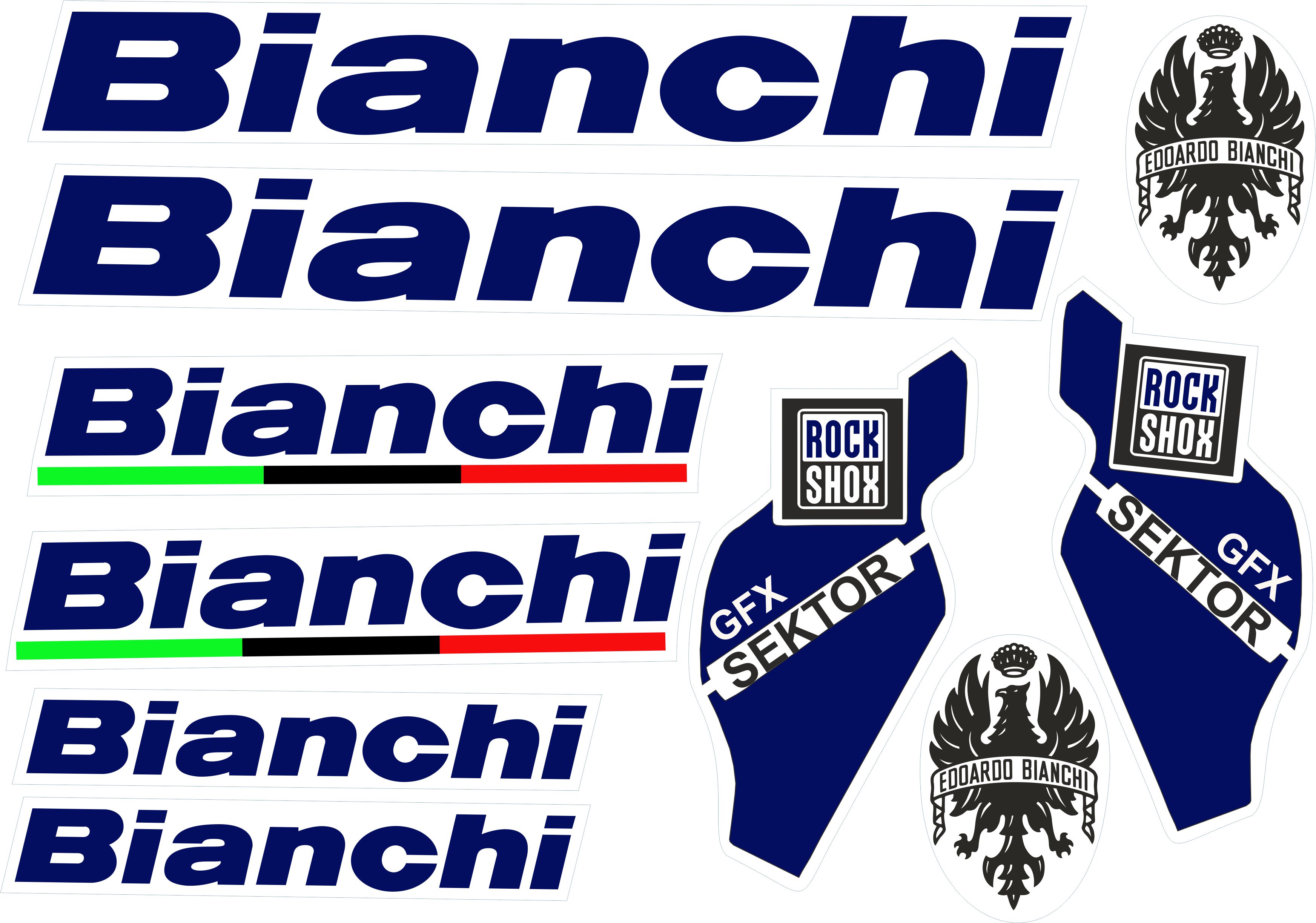 Bianchi Bisiklet Sticker Etiket Seti Mavi A4