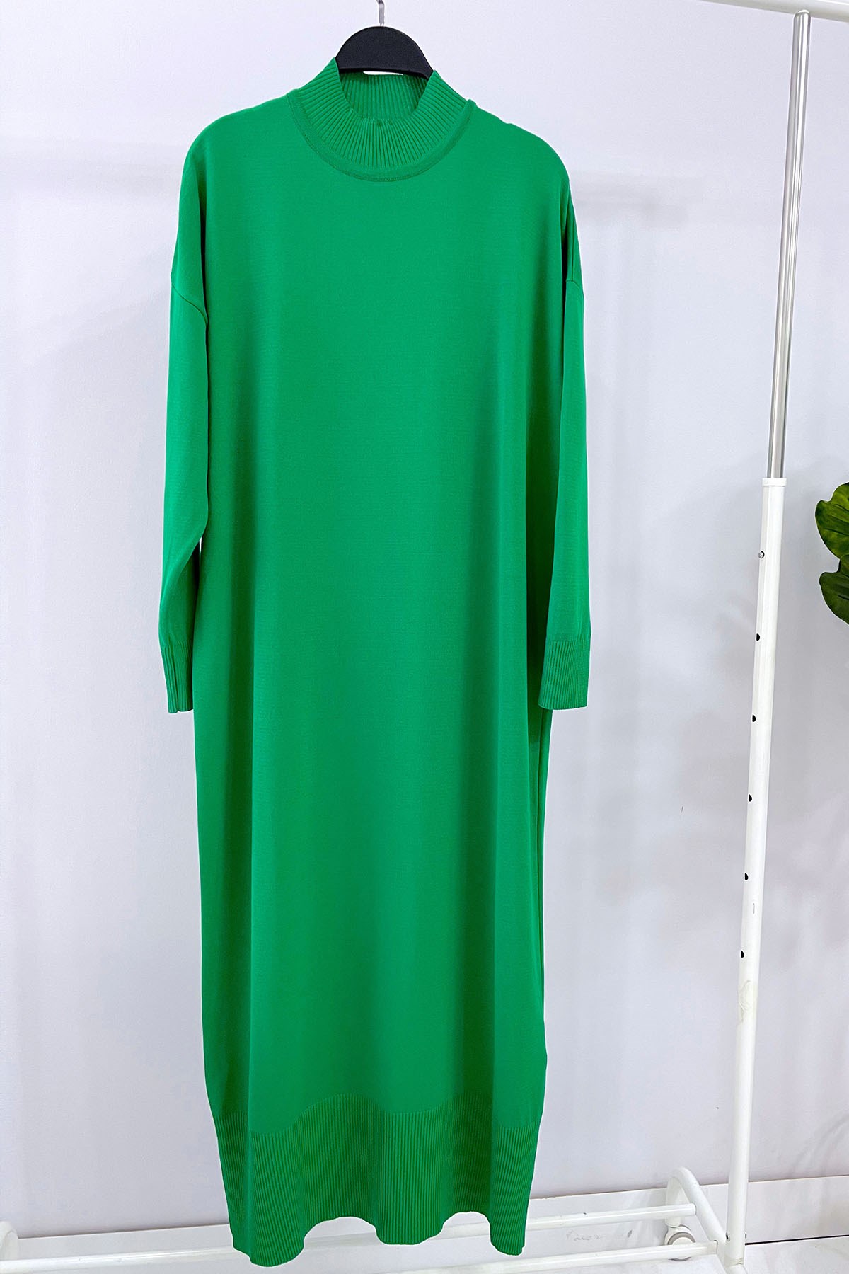 Merserize Triko Elbise - Yeşil